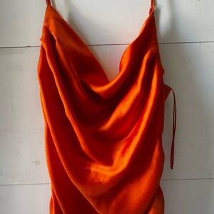 Vibrant Orange Draped Dress